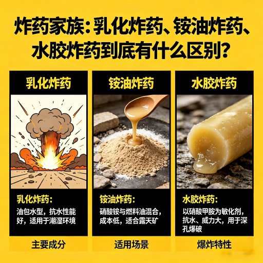 井研炸药家族：乳化炸药、铵油炸药、水胶炸药到底有什么区别？